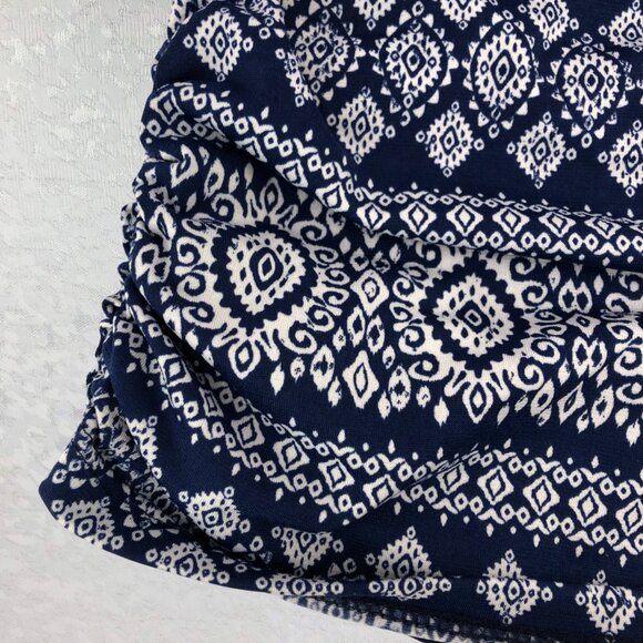 Agenda Dark Blue and White Cold Shoulder Scoop Neck Top Size S - Picture 10 of 12